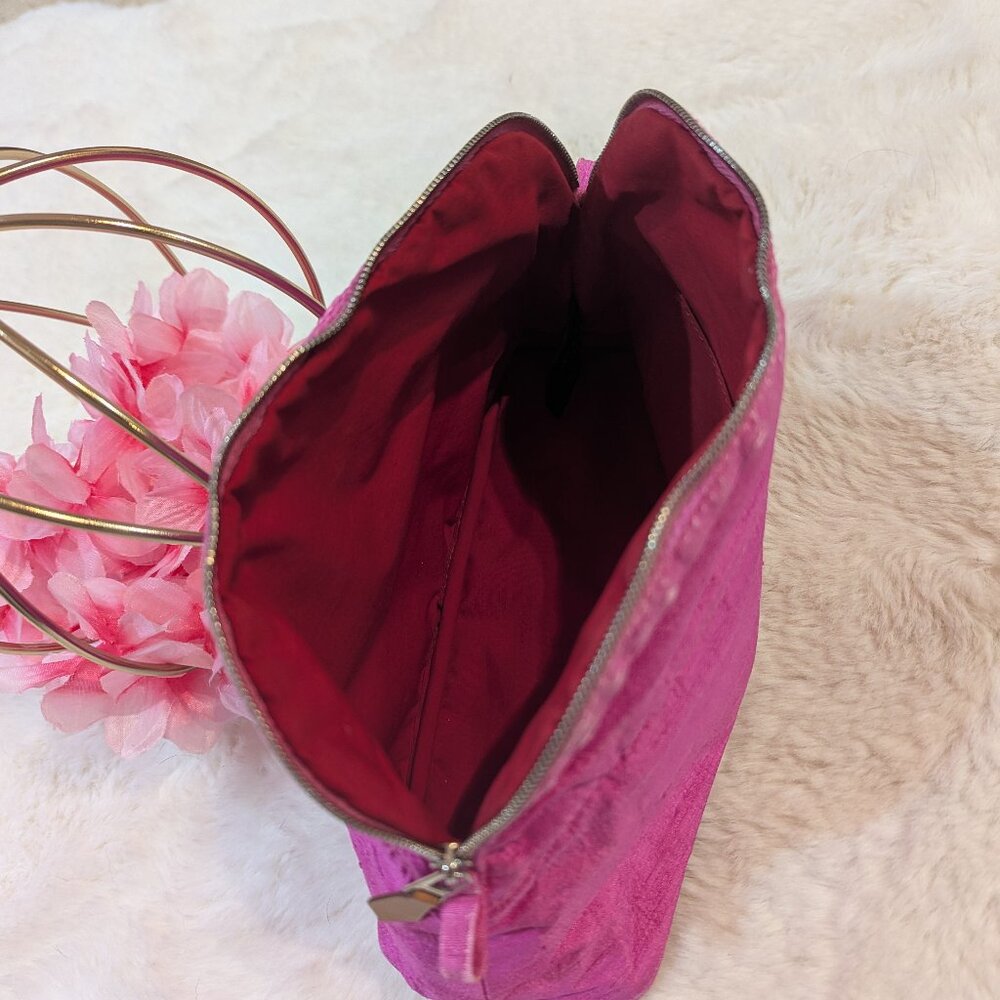 Hermes Hot Pink 100% Silk Bolide Pouch/ Bag - Picture 9 of 16